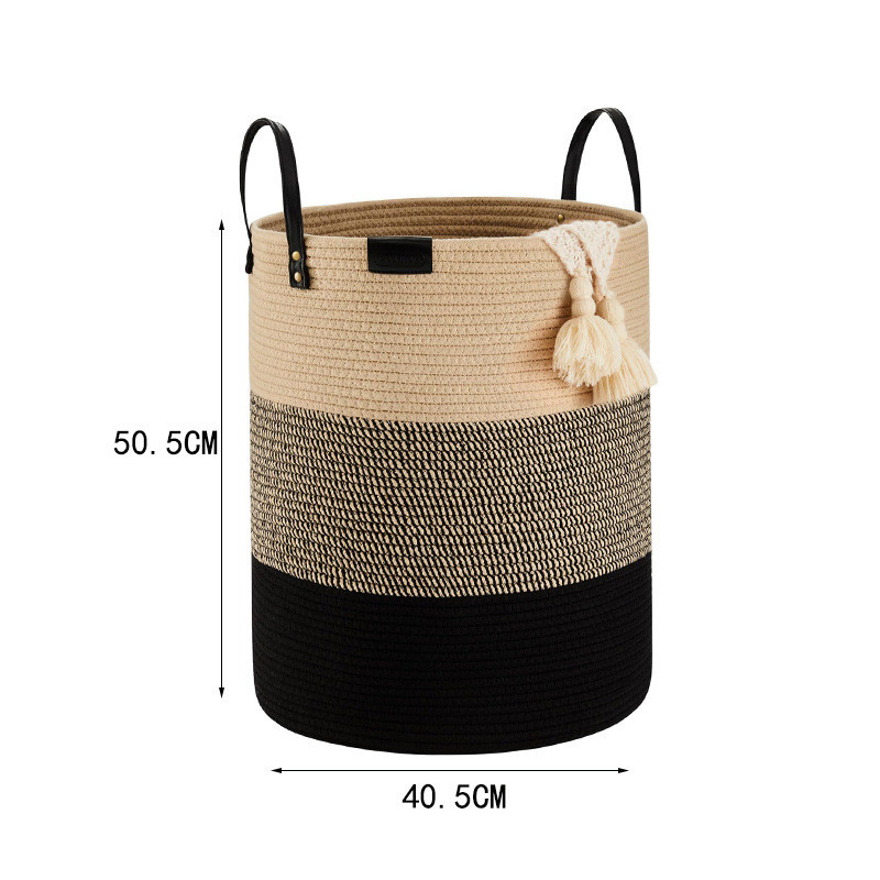 北欧棉线收纳篮大容量脏衣服置物手工编织简约筐可折叠家用收纳筐