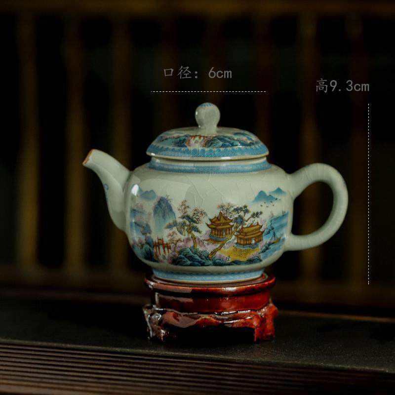 景德镇老陶泥茶壶泡茶器家用陶瓷功夫茶具仿古粉彩世外桃源图单壶,餐饮具,功夫茶具,淘宝优惠券,粉丝福利购,淘宝优惠卷