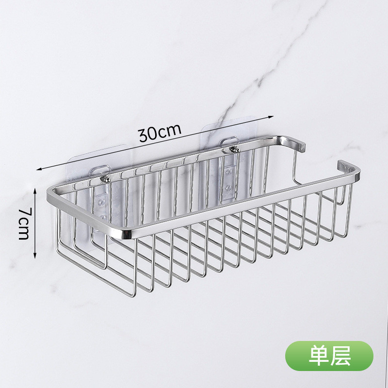 工程实心304不锈钢批发方形网篮卫生间多功能厨房置物架免钉