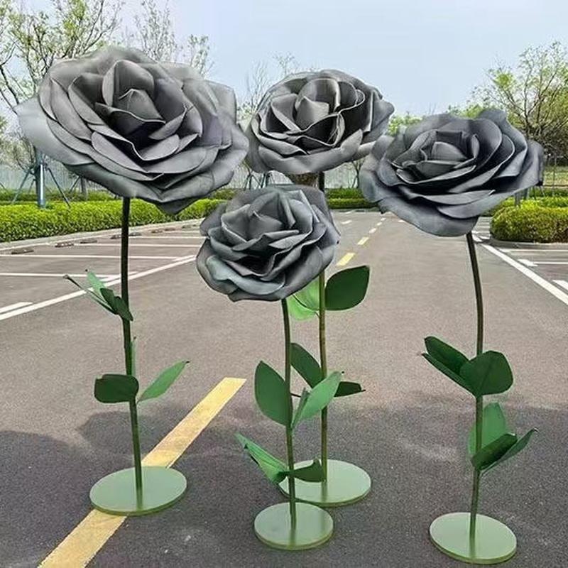 装饰网红橱窗美陈摆件婚庆仿真手工纸艺大表白婚礼玫瑰花求婚布置