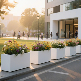 户外不锈钢定制花箱阳台花坛铁艺成品花槽种植箱广场商业街长方形