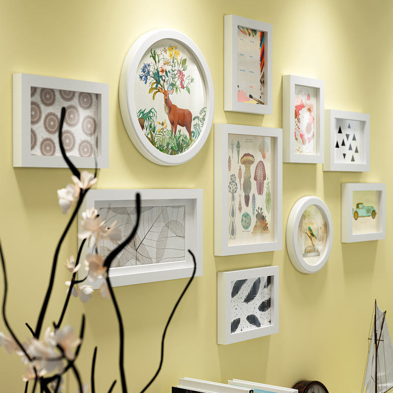 包邮【2611】雕花圆素实木相框现代创意照片墙/相框墙