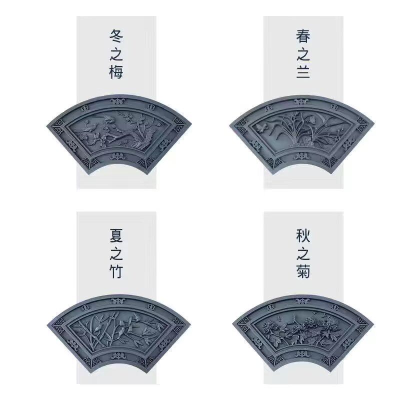 镂空扇形镂空窗花树脂影壁挂件树脂浮雕仿古砖雕背景仿古一体砖雕
