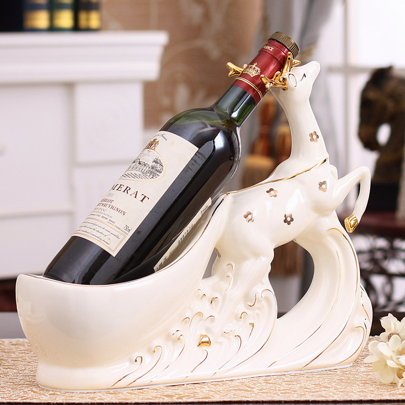 欧式创意孔雀红酒架葡萄酒架子客厅酒柜摆件鹿家居饰品