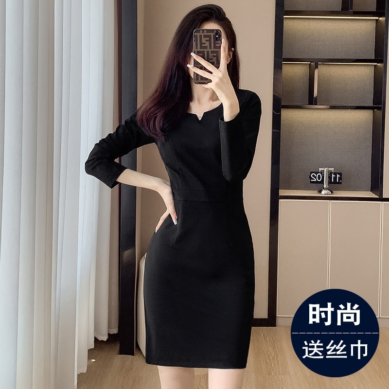 V领职业女春秋季气质珠宝酒店前台正装工作服包臀
