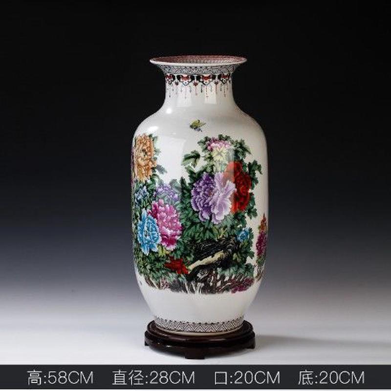 锦上添花景德镇瓶冬瓜陶瓷粉彩仿古中式落地大花瓶客厅装饰品摆件