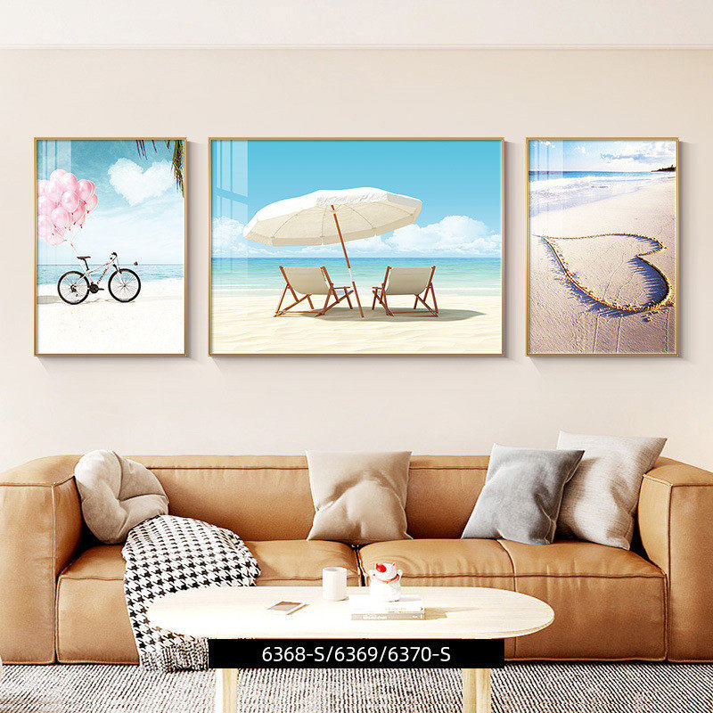 三联画客厅装饰画唯美花海沙发背景墙挂画现代简约时尚北欧风壁画