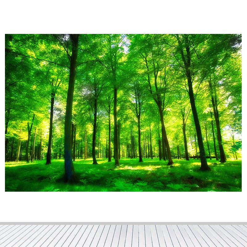 草地森林护眼卧室儿童房墙贴画壁画自粘画简约现代绿色树林装饰画图片
