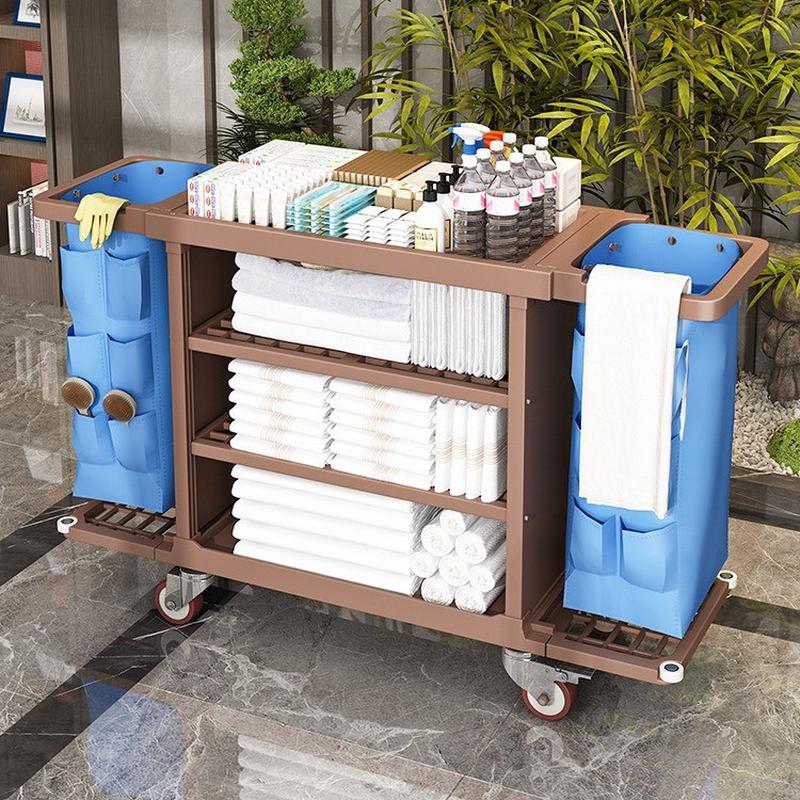 加厚布草车酒店客房清洁车工具车宾馆专用卫生保洁车工作车手推车