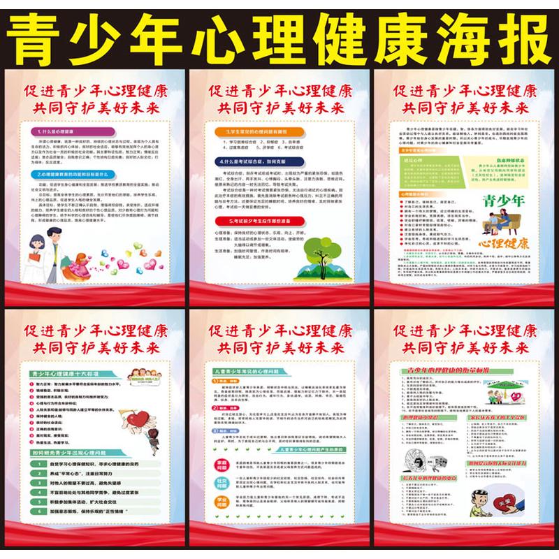 心理健康教育辅导宣传海报挂图青少年中小学生心理咨询室墙贴