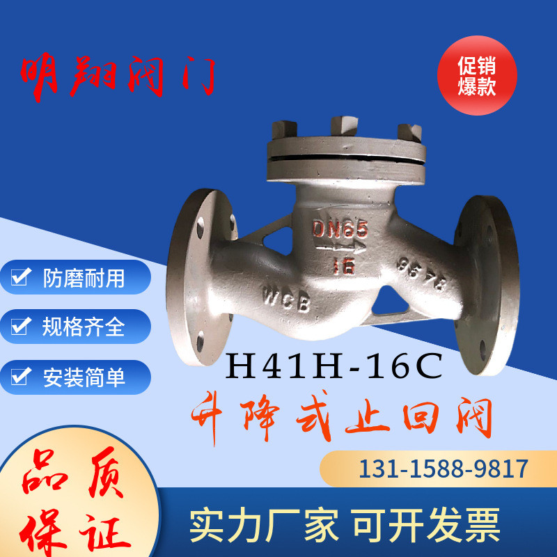 升降式法兰防回流缓闭式止回阀硬密度不锈钢卧式单向止回阀H41H