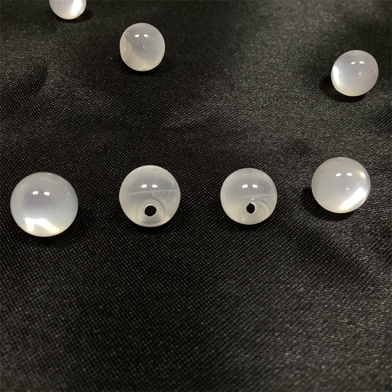 中式旗袍唐装汉服珠光扣仿珍珠白色树脂扣旗袍盘扣偏孔扣子辅料