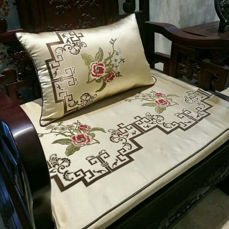 新中式花语阁高精密提花面料红木家具沙发布坐垫抱枕套面料桌旗