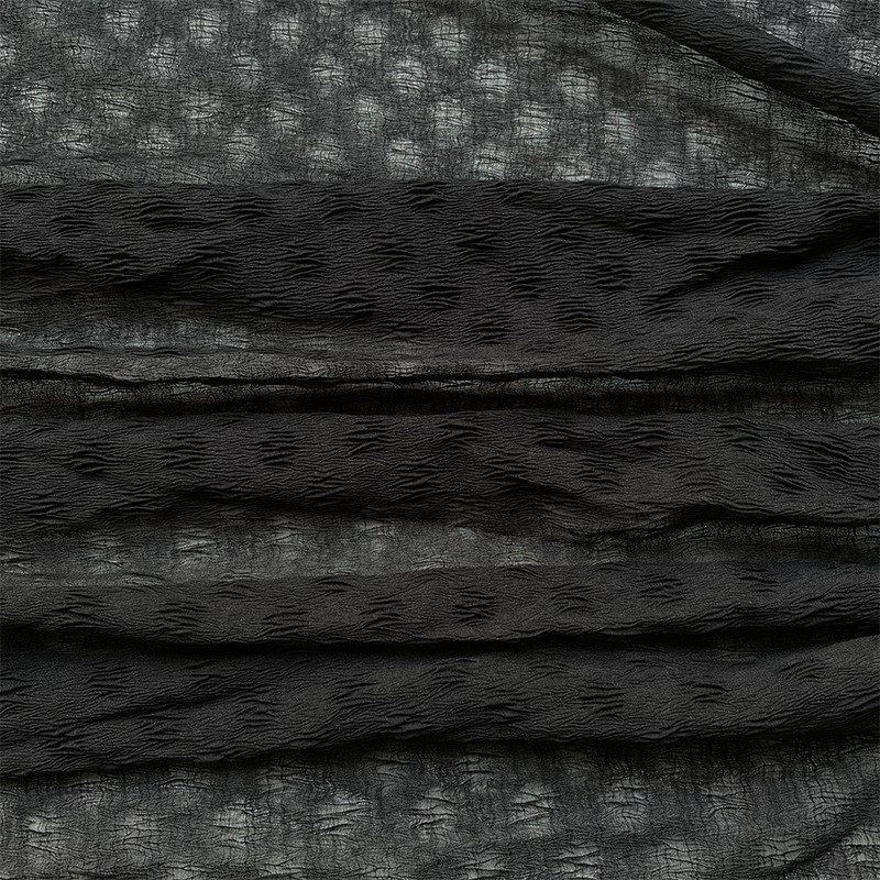 薄款半透明黑色3D感不规则感泡泡肌理雪纺网纱布料衬衫面料diy