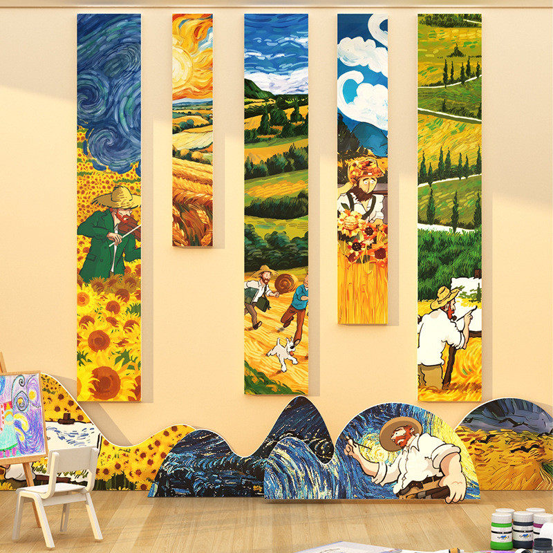 梵高画室布置美术教室装饰挂画幼儿园环创墙面主题半成品文化楼梯