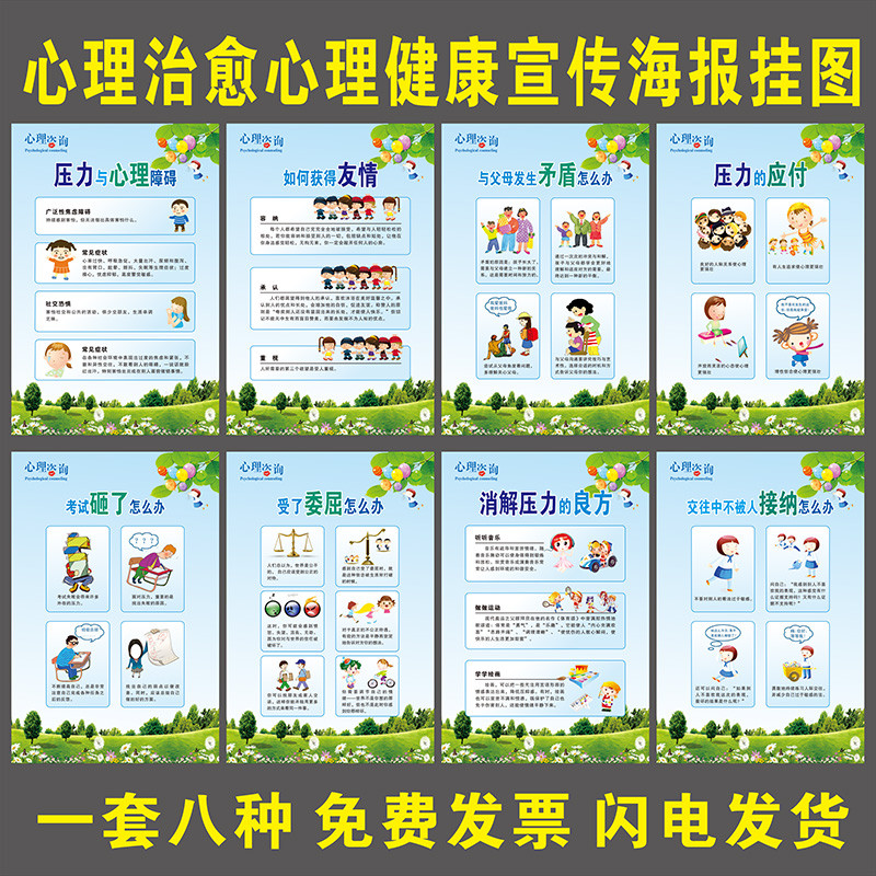 学校医院心理健康宣泄室布置墙贴健康教育辅导咨询室装饰品挂图