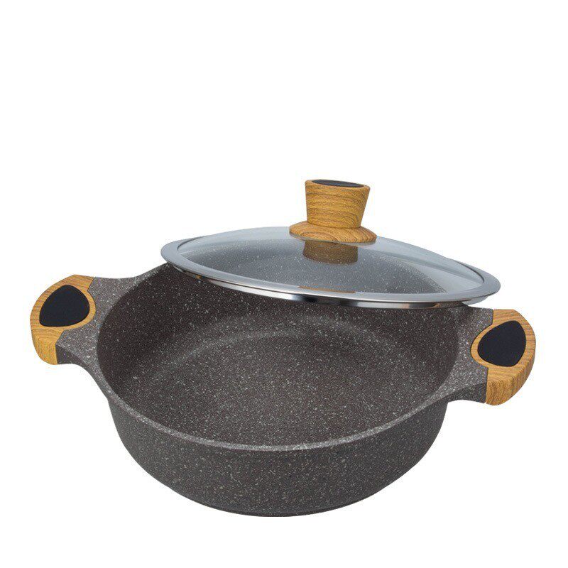 热销麦饭石锅具套装炊具平底汤锅礼品现货厨房不沾锅烹饪套件