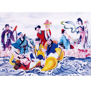 八仙过海贴画佛像画农村中堂年画装饰画神仙画像客厅自贴画墙壁画