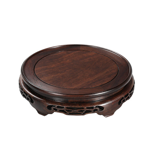 实木质圆形花瓶底座石头鱼缸花盆酒坛佛像茶壶工艺品摆件底座托架