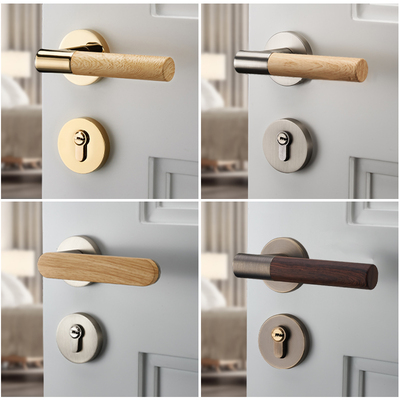 门锁室内卧室磁吸静音门锁新中式实木门把手分体锁家用锁具房门锁