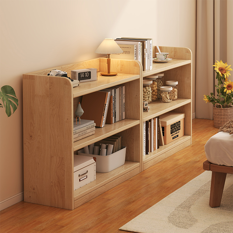 实木书架置物架落地书柜简易多层松木柜子储物柜家用组合靠墙矮柜