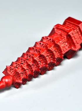 红色桃木质雕刻7层文昌塔摆件9层13层文昌塔客厅玄关装饰工艺品