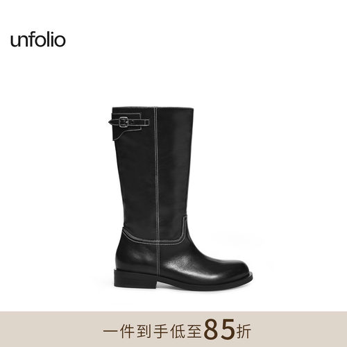 unfolio扣带中筒靴骑士靴
