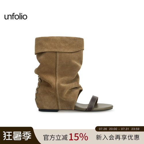 unfolio一字带堆堆凉靴