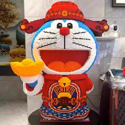 巨大财神哆啦A梦国潮积木玩具拼装拼图儿童男孩女孩生日礼物摆件