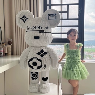 新款原版暴力熊国潮积木拼装拼图益智玩具男女孩模型客厅摆件礼物