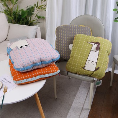 办公室午睡空调被二合一全棉折叠靠枕抱枕L被子两用纯棉汽车靠背