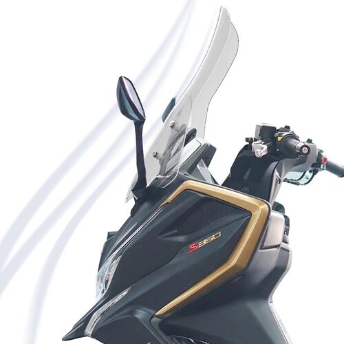 适用于23款光阳 赛艇 S350前挡D风玻璃改装加高透明护胸挡风板配