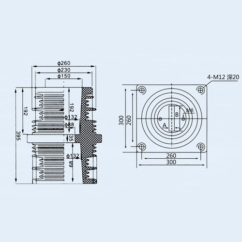 KYN61-40.5母线套管35KV高压中置A柜穿墙套管TG3-35Q/260*260*395