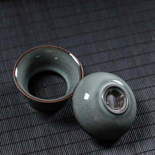 龙泉青瓷茶漏哥窑冰裂纹陶瓷茶滤创意功夫茶具茶道配X件家用滤茶