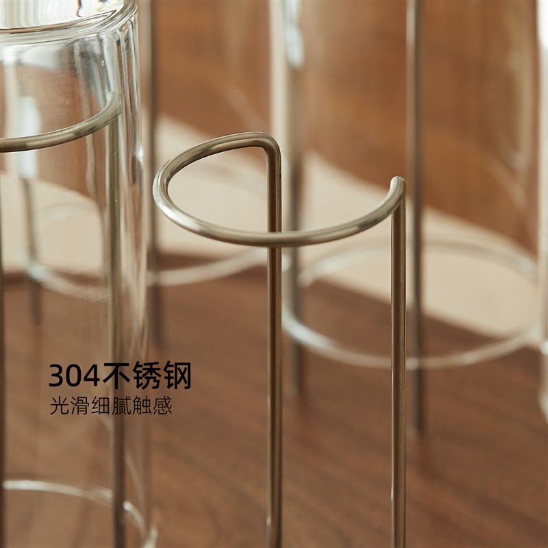 桌面实木水杯置物架不p锈钢倒挂沥水架黑胡桃木杯架客厅玻璃杯收