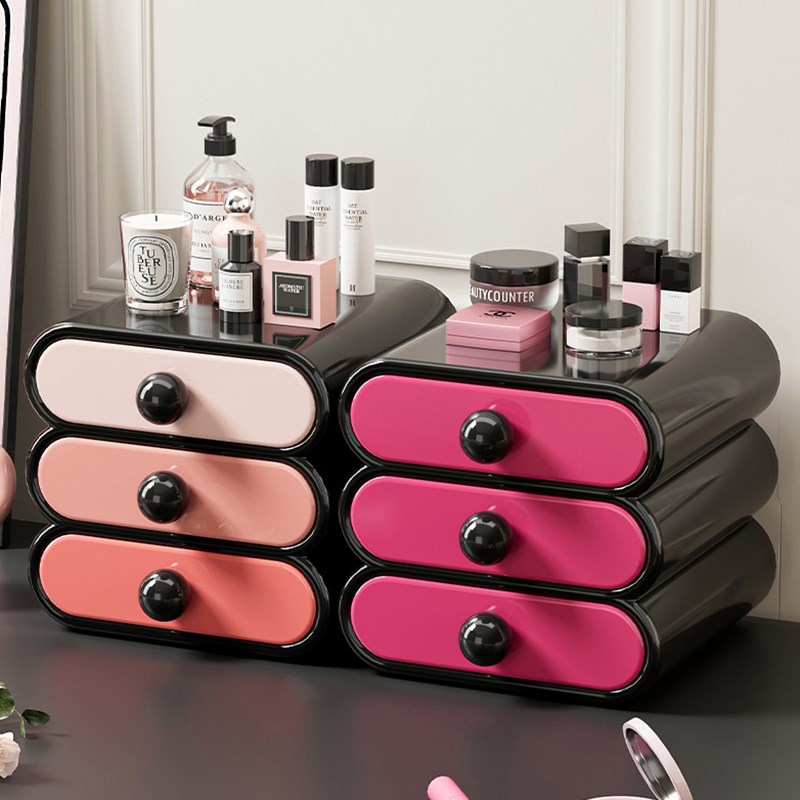 桌面化妆品收纳盒抽屉式高级感卧室梳妆I台口红香水置物架整理盒