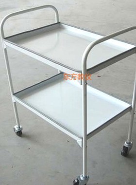 仪器小车不锈钢仪器车加厚双层器C械台白色烤漆铁制小推车换药车