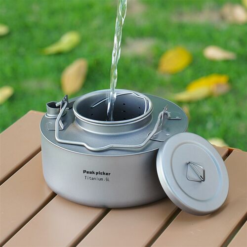 纯钛煮茶a壶户外烧水壶泡茶壶轻量可携式茶具套组露营车载煮水壶