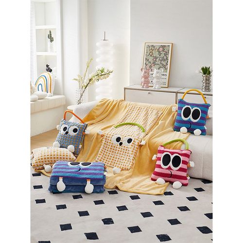 抱枕被子手拎两用加厚空调毯午睡办公室枕头被车载V靠枕折叠二合