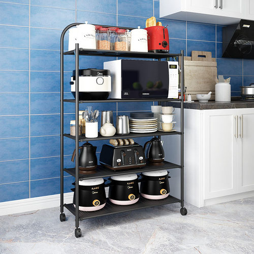 厨房置物架落地卧室客厅架免安装整理收纳储物Q移动多功能折叠层