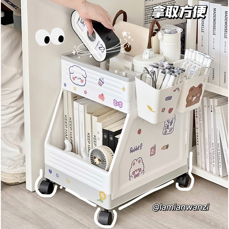 家用桌下b手推车移动置物架学生宿舍书桌办公室桌边书包桌面收纳