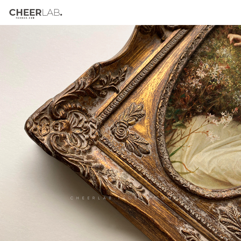 森林女神法式复古链n条挂画轻奢实木雕花画框小众欧式客厅装饰画