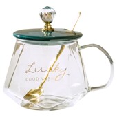 高颜值水杯子女家j用耐热玻璃花茶杯可爱ins风办公室喝水杯带盖勺