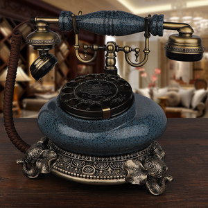 欧式仿古电话机座机办公家用复古电话机创意老式转盘电话无线插卡