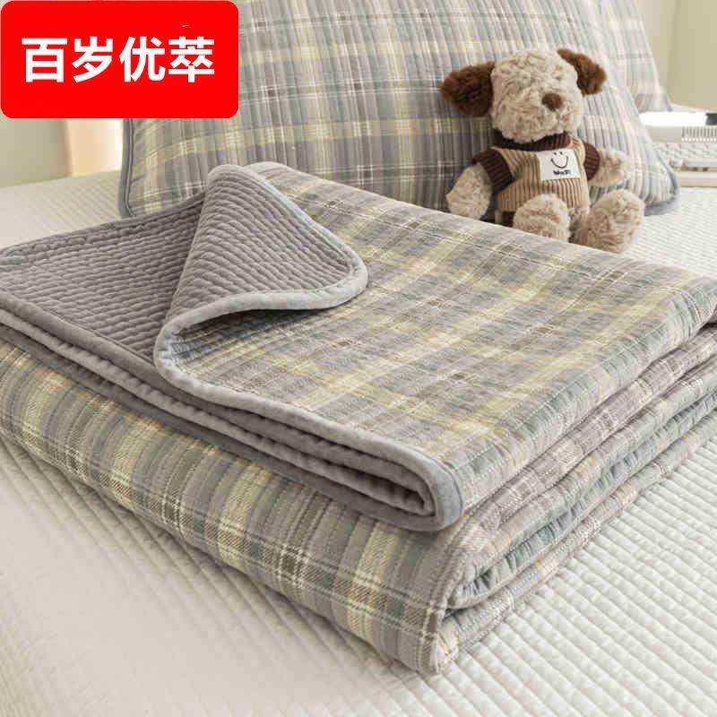 一面全棉一面加绒床盖单件冬季加厚双面可用牛奶绒纯棉榻榻米床单