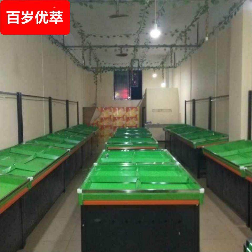 超市水果货架堆头平台水果蔬菜中岛货架展示架铁质水果店架子双层