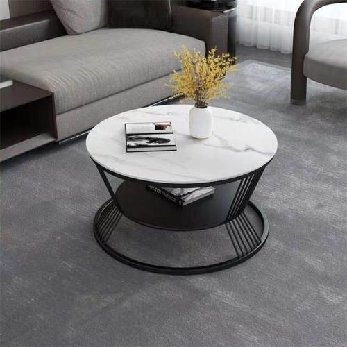 北欧岩板茶几客厅家用小户型圆形茶几小桌子创意现代茶桌茶台