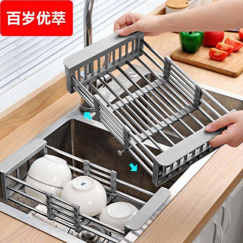 厨房水槽伸缩沥水架洗碗池滤干餐具沥水篮水池置物架碗碟收纳架