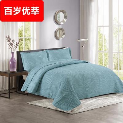 ins同款巴黎假日水洗绗缝被 现代简约素色床上用品绗缝棉质三件套