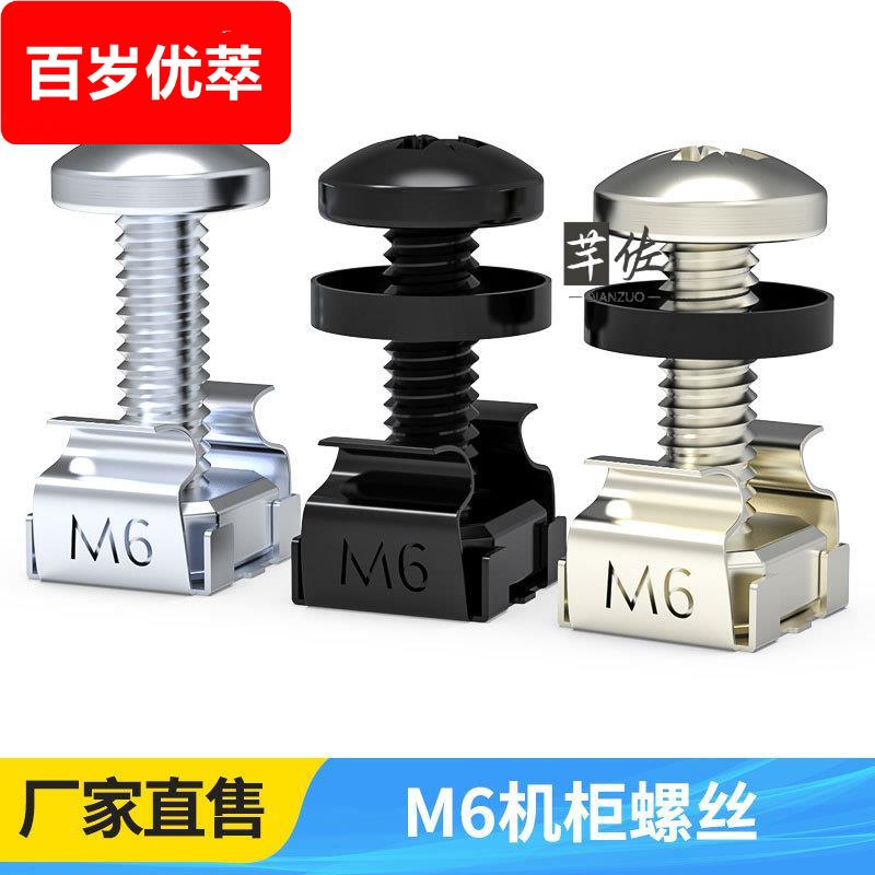 100套机柜螺丝配线 线架理线 线架螺丝螺帽 M6机柜专用螺丝带卡扣